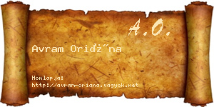 Avram Oriána névjegykártya